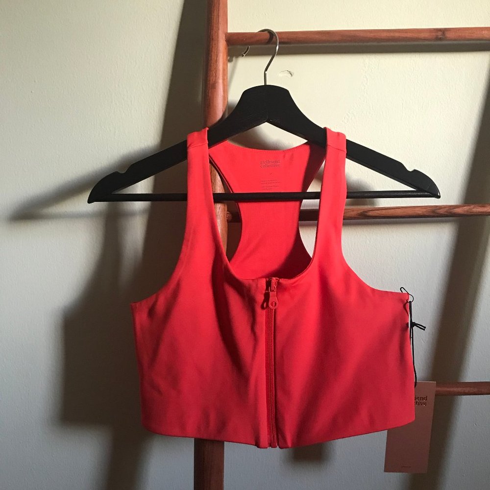 Girlfriend Collective Zip-Front Paloma Bra in Poppy